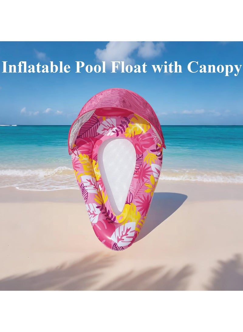 VUCATIN Teardrop Inflatable Pool Floats for Adults with Detachable Canopy Water Floating Recliner Portable Lounge Raft for Summer Pool Party Lake or Beach (Pink) - Image 4