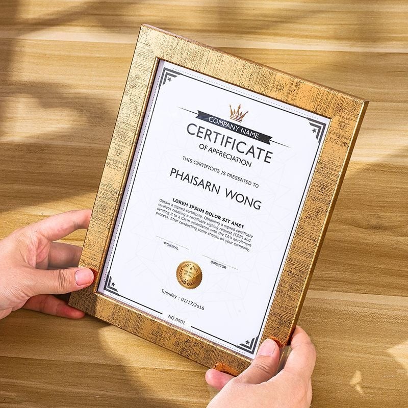 A4 Certificate Frame Gold Silver Award Display Frame for Patents, Documents, Wall Mountable & Tabletop - Image 5