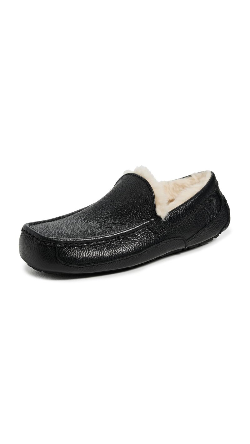 UGG Men's Ascot Slipper, Black Leather, 13 - Image 1