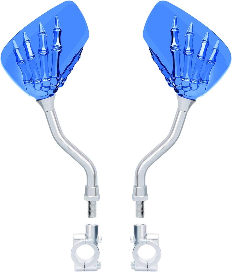 TOPCABIN 1 Pair Bicycle Mirror,Big View Bike Rear View Mirror Blindsight Multi Angle Adjustable Bike Mirror Billet Aluminum Chrome Plated Outside Skull Claw Style Also suitable for motorcycle mirror - Image 1