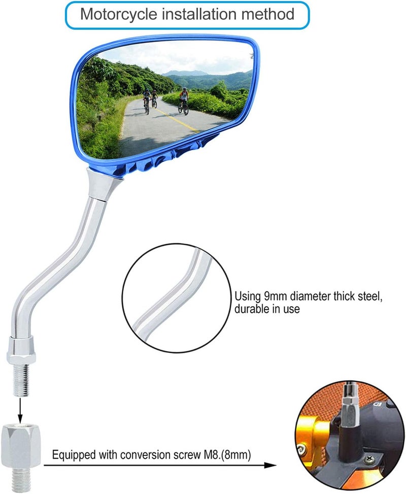 TOPCABIN 1 Pair Bicycle Mirror,Big View Bike Rear View Mirror Blindsight Multi Angle Adjustable Bike Mirror Billet Aluminum Chrome Plated Outside Skull Claw Style Also suitable for motorcycle mirror - Image 5