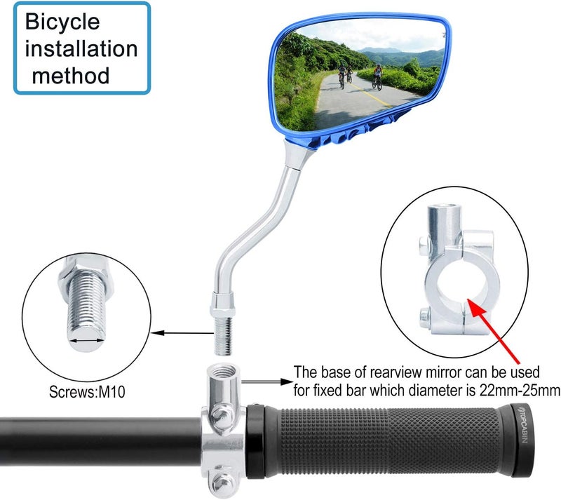 TOPCABIN 1 Pair Bicycle Mirror,Big View Bike Rear View Mirror Blindsight Multi Angle Adjustable Bike Mirror Billet Aluminum Chrome Plated Outside Skull Claw Style Also suitable for motorcycle mirror - Image 3