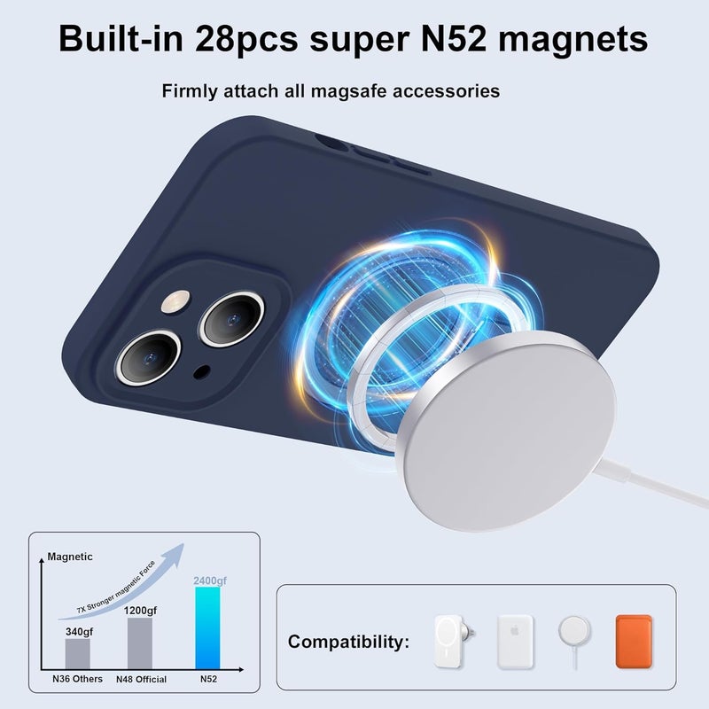 Eligo For Iphone 15 Plus Case, Compatible With Magsafe, With Magnetic Invisible Stand, Shockproof Military-Grade Protection Silicone Phone Cover With Kickstand For Apple 15 Plus Navy Blue - Image 2