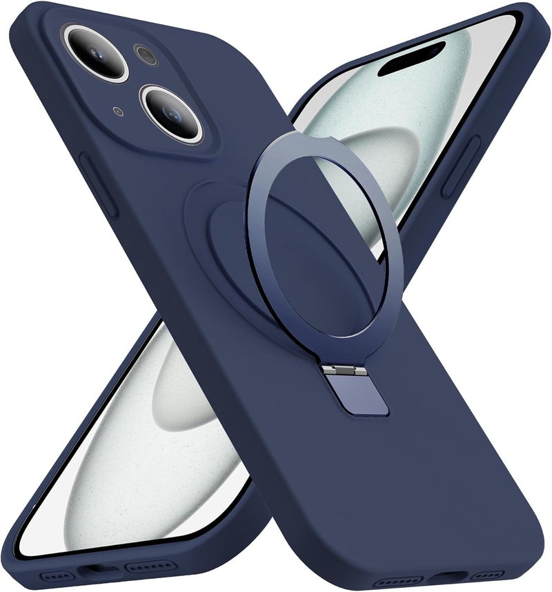 Eligo For Iphone 15 Plus Case, Compatible With Magsafe, With Magnetic Invisible Stand, Shockproof Military-Grade Protection Silicone Phone Cover With Kickstand For Apple 15 Plus Navy Blue - Image 1