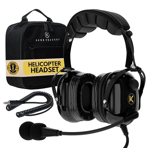 KORE AVIATION H1 Helicopter Pilot Headset Passive Noise Reduction Noise Canceling Microphone Mono Gel Ear Seal Adjustable Headband AUX Port U174 Plug Free Headset Bag - Image 1
