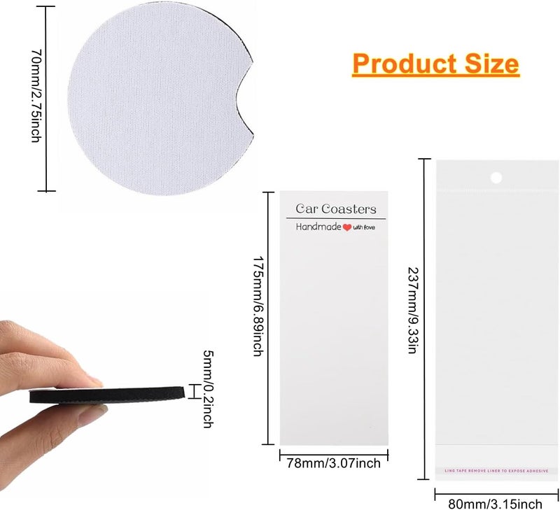 GetALift 160PCS Sublimation Coasters Blanks, Round Car Coasters Sublimation Blanks Set, Car Coaster Packaging with Display Cards Bags, 2.75 Inch Blank Cup Mat for Sublimation Transfer Heat Press DIY Crafts - Image 2