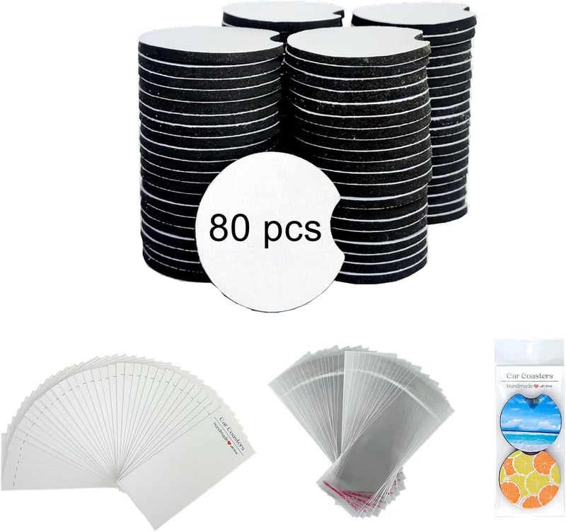 GetALift 160PCS Sublimation Coasters Blanks, Round Car Coasters Sublimation Blanks Set, Car Coaster Packaging with Display Cards Bags, 2.75 Inch Blank Cup Mat for Sublimation Transfer Heat Press DIY Crafts - Image 1