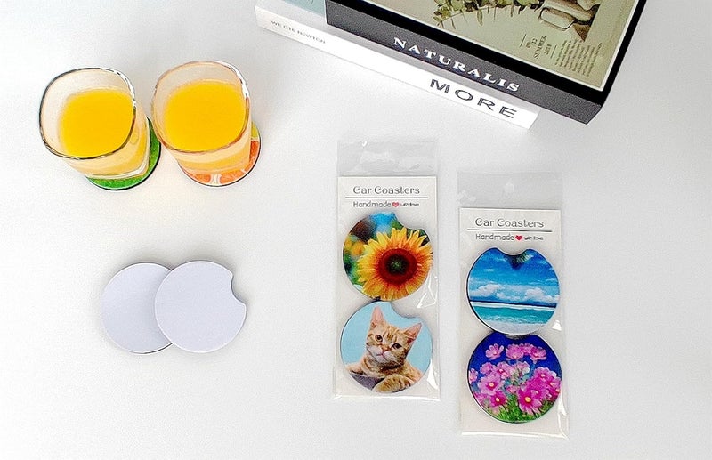 GetALift 160PCS Sublimation Coasters Blanks, Round Car Coasters Sublimation Blanks Set, Car Coaster Packaging with Display Cards Bags, 2.75 Inch Blank Cup Mat for Sublimation Transfer Heat Press DIY Crafts - Image 5