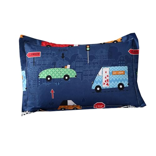 MAG 3Pcs Cartoon Car Queen Bed Sheet,Queen Size Fitted Sheet for Toddler Kids Boys and Girls,Blue Color,1 Fitted Sheet 14'' Deep Pocket and 2 Pillowcase (Queen, Blue). - Image 4
