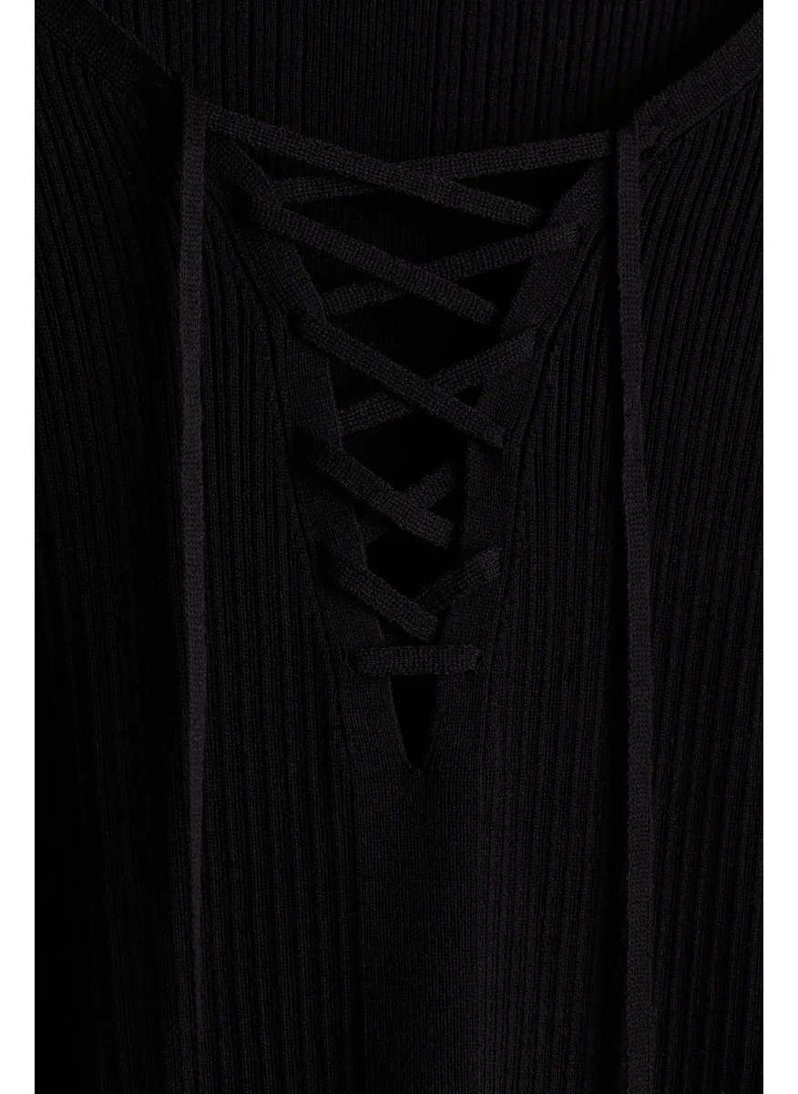 اتش اند ام Lacing-Detail Rib-Knit Top