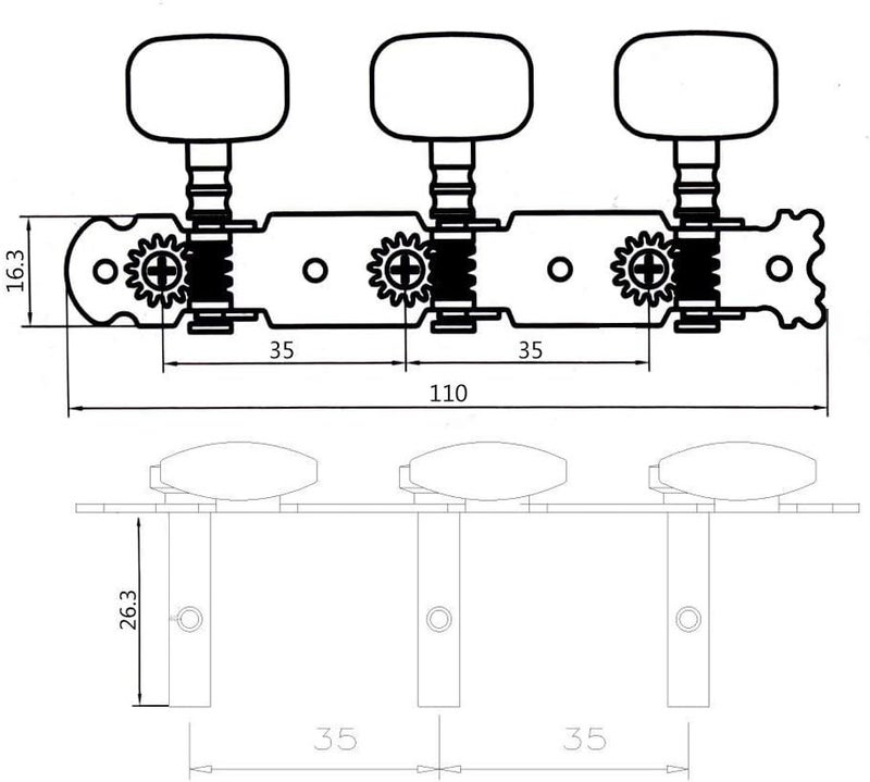 LDEXIN 2Pcs Classical Guitar Tuners 3R3L Machine Head Tuning Pegs Keys for Acoustic Guitar - Image 1