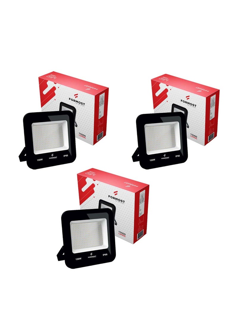 FORMOST FORMOST LED Flood Light | IP66 Water Resistant | Bright Light Output | Impact Proof Outdoor Light | 440V High Voltage Output | Superior Built Quality (150W, Pack of 3)  - Image 1
