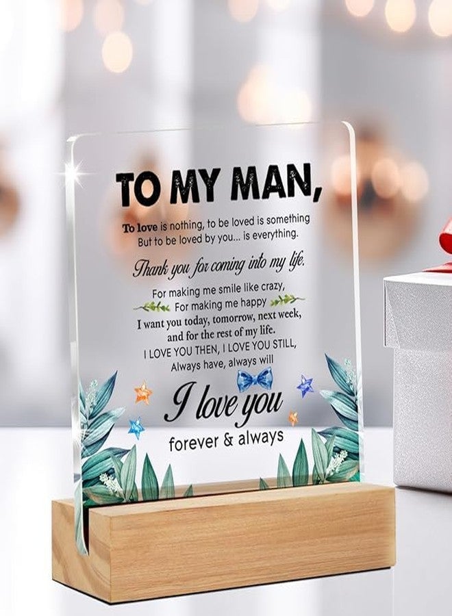 Bs amor Romantic Gifts for Him Men, Thank You Gift for Husband Boyfriend Birthday Christmas Valentine's Day, to My Man Clear Acrylic Sign 5 x 4 Inches - Image 2