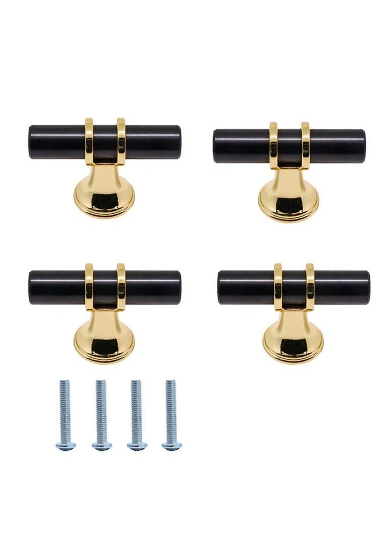 Cabinet handles 4 pack single hole zinc alloy drawer door handles gold and black  - Image 1