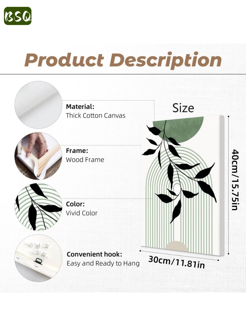 BSQ 3-Piece Framed Canvas Wall Art Set, Stretched over Wooden Frames | Artistic Wall Decor | Bohemian Botanical Art for the Living Room | Teak Green | An Ideal Choice for Decorating Your Living Room, Home, or Office - Image 5