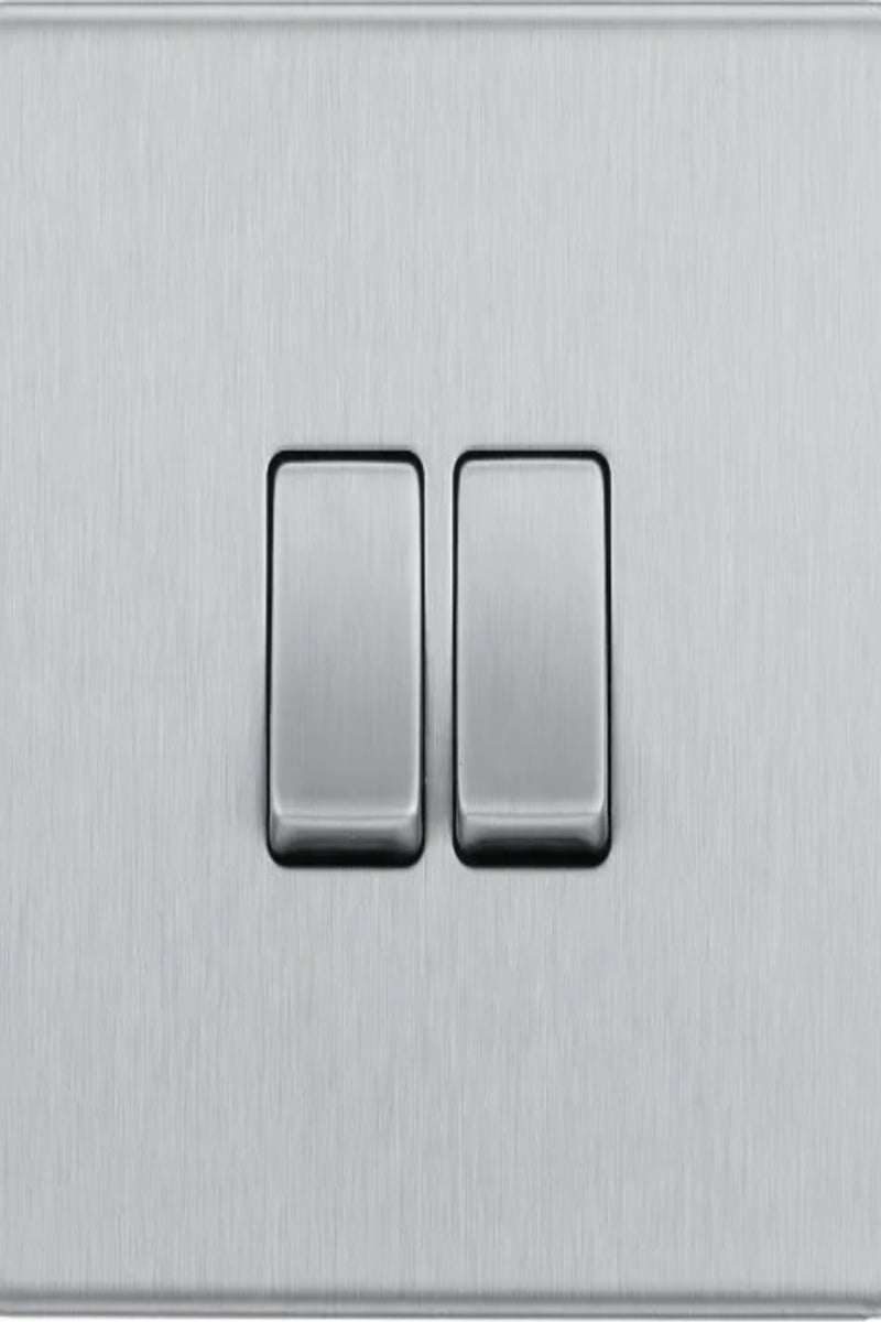 بي جي مفتاح إضاءة كهربائي مزدوج الجدار من بي جي، اتجاهين، لوحة أمامية بدون براغي، تصميم رفيع، لوحة مسطحة ممتازة، فولاذ مصقول، 20 أمبير، 16 أمبير