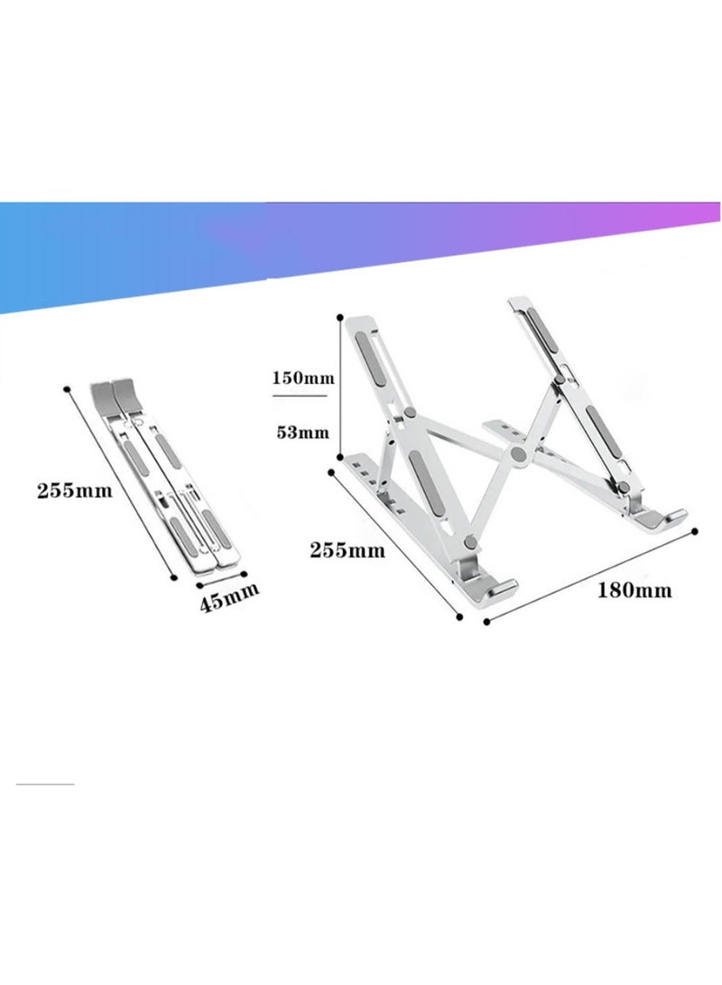 كمبيوتر محمول حامل ، حامل الكمبيوتر المحمول ، حامل الكمبيوتر اللوحي ، 6-angle-adjustable ألومنيوم مريح قابلة للطي المحمولة سطح المكتب حامل ، متوافق مع 10-15.6 بوصة ، فضي - Image 5