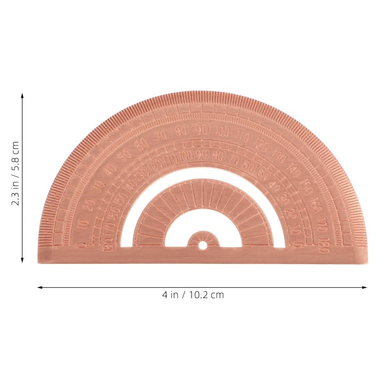 Copper Metal Half Circle Protractor 180 Degree Angle Measurement Ruler for Students - Image 3