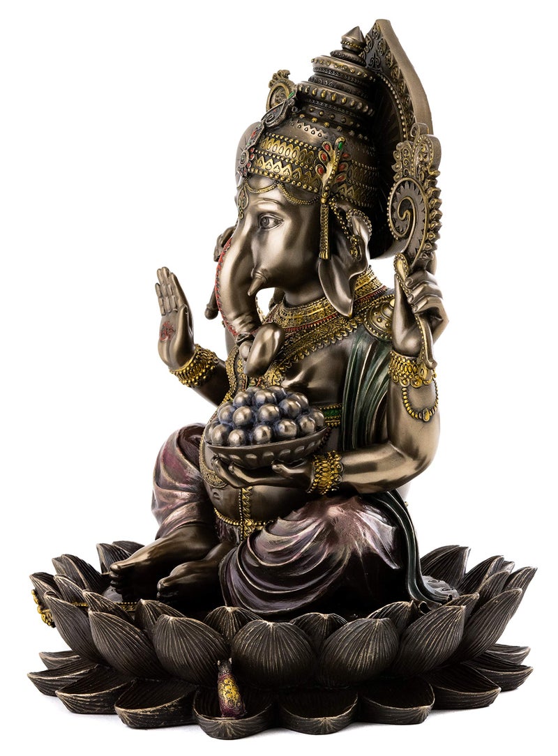 Top Collection 12.5-inch Ganesh (Ganesha) Hindu Elephant God of Success Real Bronze Powder Cast Statue - Image 2