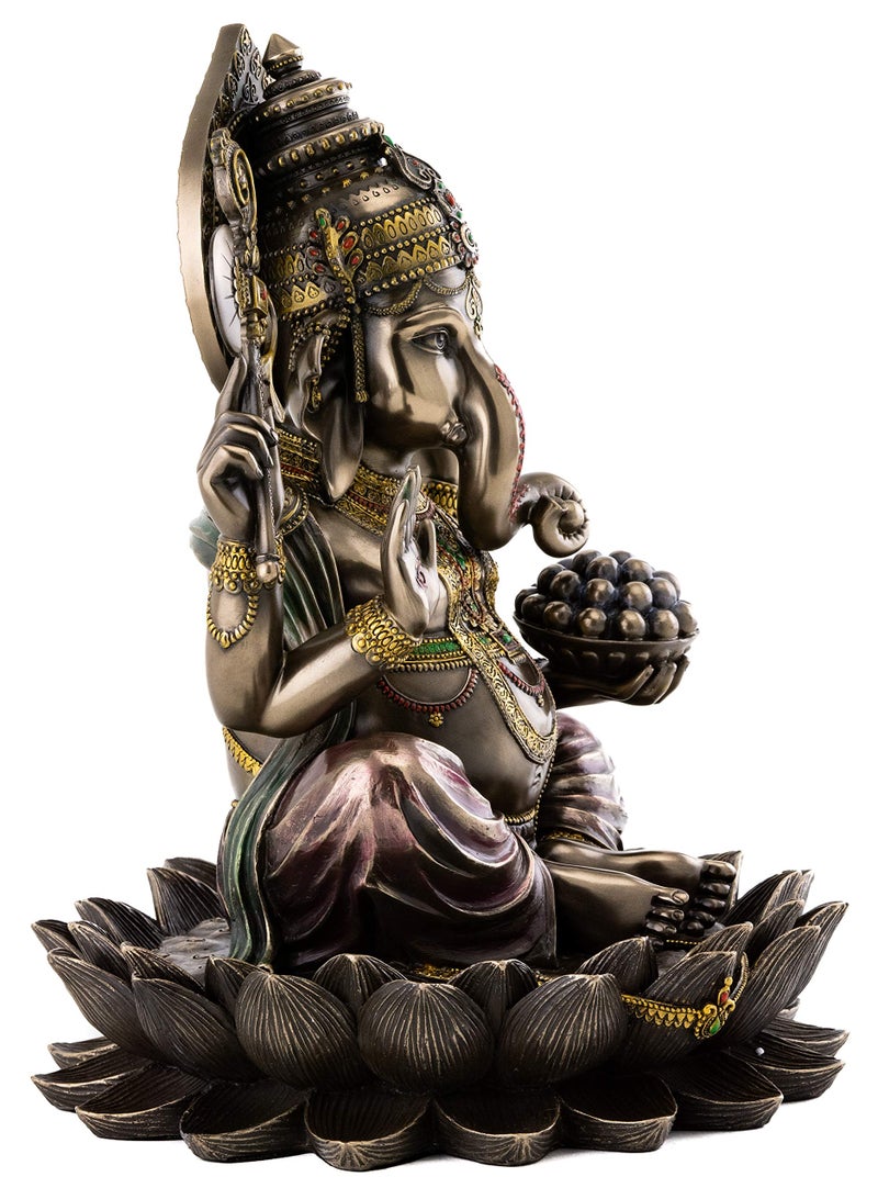 Top Collection 12.5-inch Ganesh (Ganesha) Hindu Elephant God of Success Real Bronze Powder Cast Statue - Image 4