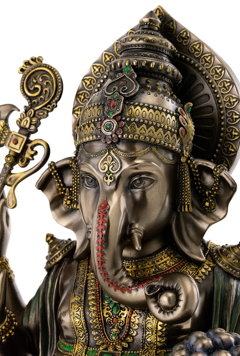 Top Collection 12.5-inch Ganesh (Ganesha) Hindu Elephant God of Success Real Bronze Powder Cast Statue - Image 5