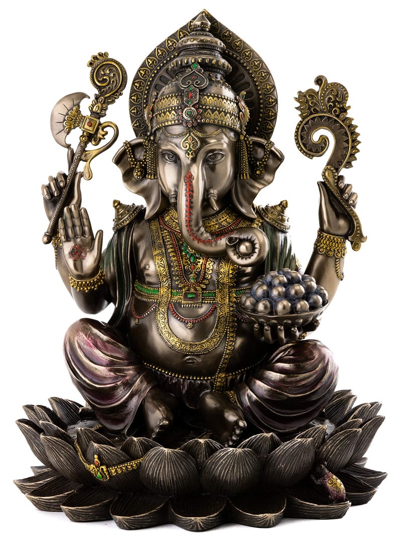 Top Collection 12.5-inch Ganesh (Ganesha) Hindu Elephant God of Success Real Bronze Powder Cast Statue - Image 1
