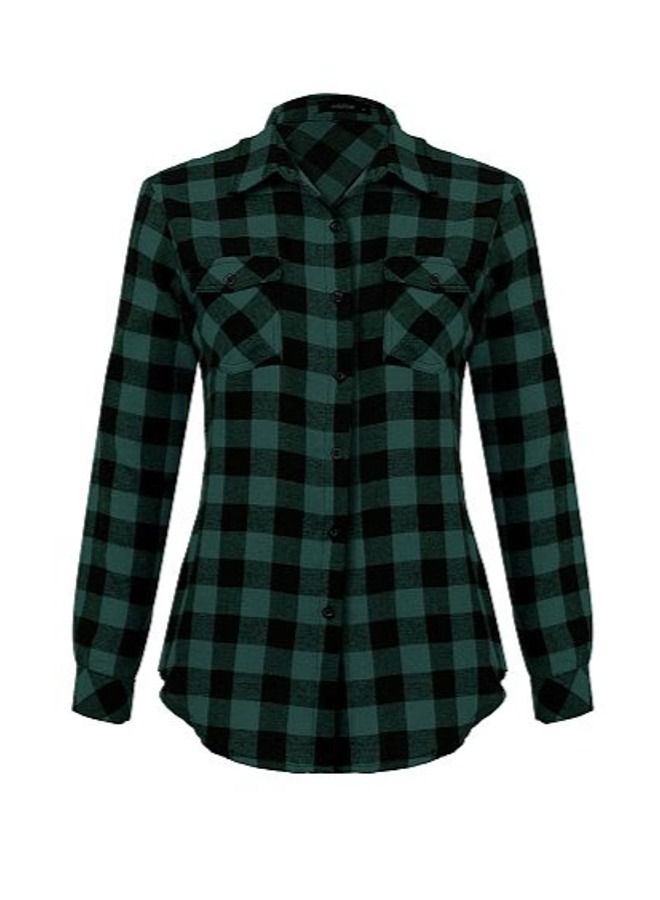 Casual Split Plaid Button-Down Shirt  - Image 1