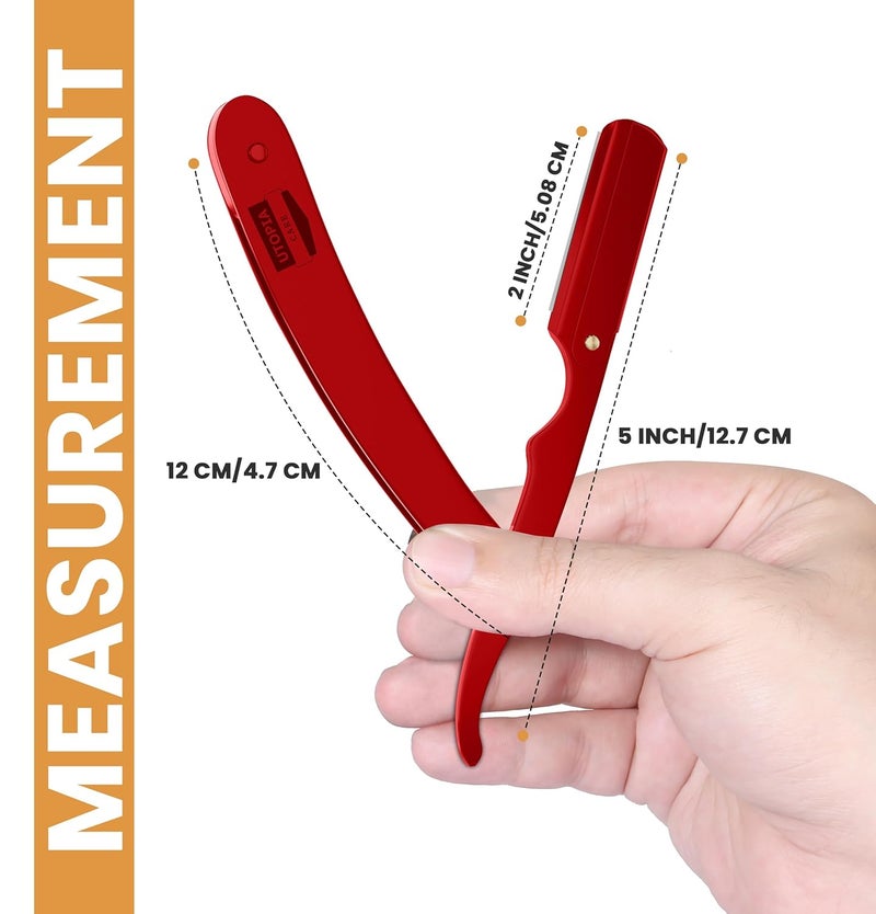Utopia Care Professional Straight Razor for Men, Barber Straight Edge Razor Safety with 100 Pack Blades, Red - Image 2