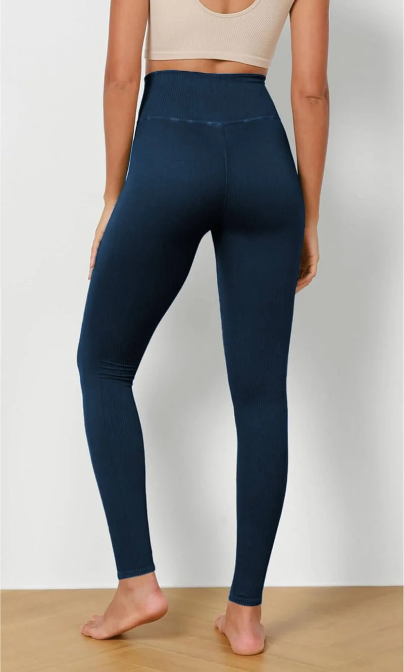 هيبسين راكيب Competing All Women's High Waist Ribbed Flexible Sports Tights 4117