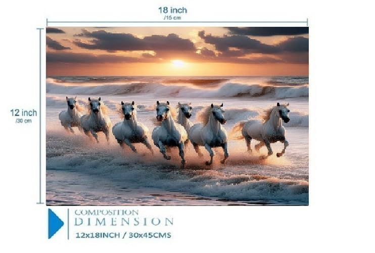 Fliptic 7 خيول جارية ملصق فاستو لتزيين المنزل وعلاجات فاستو إعادة طباعة رقمية (تصميم 7، 12 بوصة × 18 بوصة) - Image 2