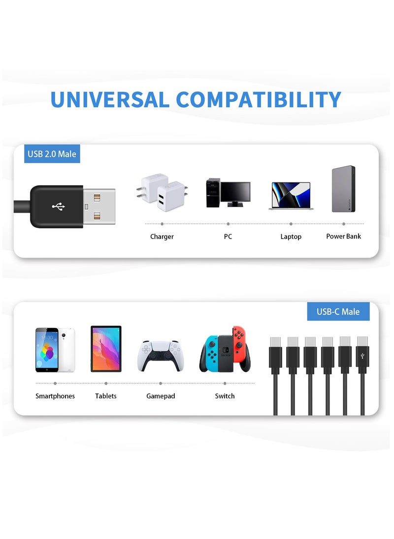 Excefore - USB A to USB C Splitter Cable, Multi USB C Splitter Cable, 6 in 1 USB 2.0 Type A Male to 6 USB C Male Charging Cable, for USB Type-C Phone, Tablet, 5ft - Image 1