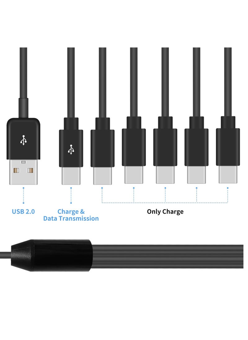 Excefore - USB A to USB C Splitter Cable, Multi USB C Splitter Cable, 6 in 1 USB 2.0 Type A Male to 6 USB C Male Charging Cable, for USB Type-C Phone, Tablet, 5ft - Image 1