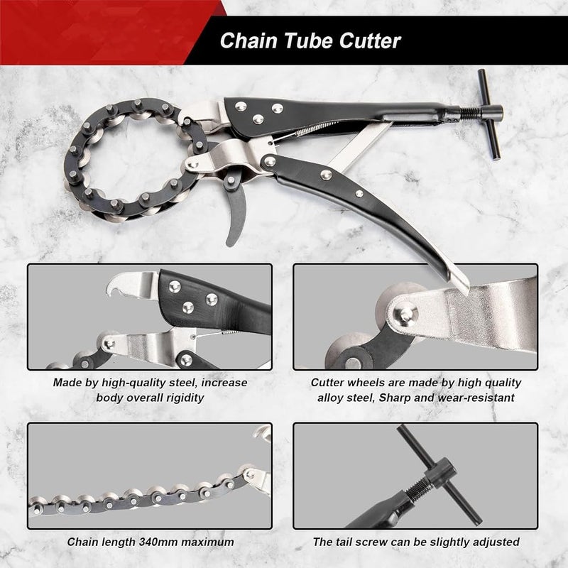NALACAL Chain Tube Cutter, Tailpipe Cutter, Pipe Cutter 3/4 to 3 Inch (80mm) Carbon Steel Chain Exhaust Pipe Cutter Tool, PVC Copper Aluminum Pipe Cutter Tool with Cutter Chain - Image 4
