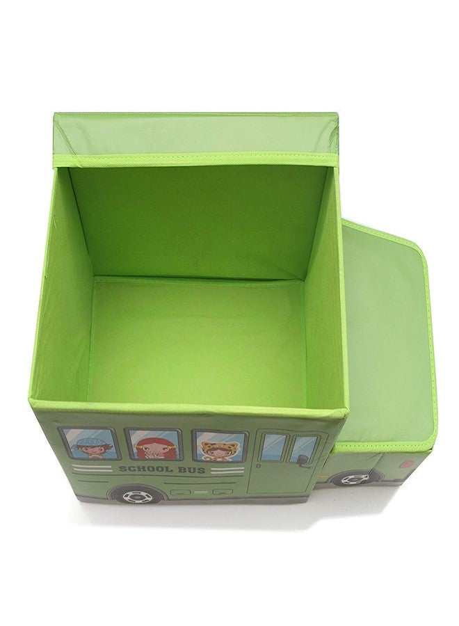 4AJ BAZAAR Foldable Storage and Toy Box - School Bus Shaped Box (Green) - Image 3