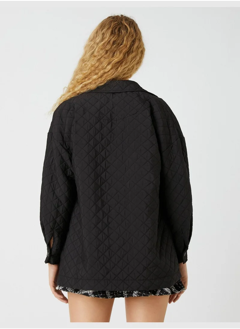 KOTON Quilted Short Coat Snap Button