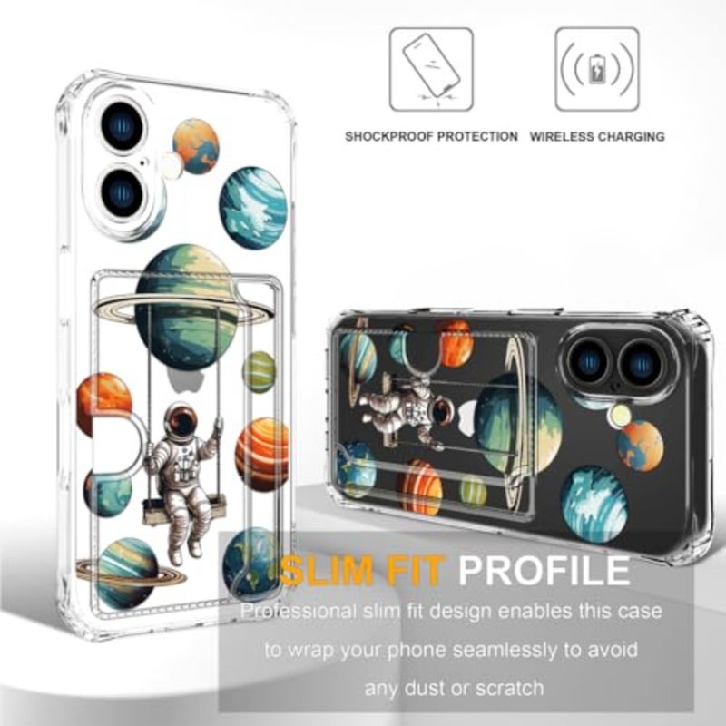 Compatible with Case Card Holder for Women Cute Design, Wallet Phone Cases Transparent Cool Kawaii Protective - Image 4