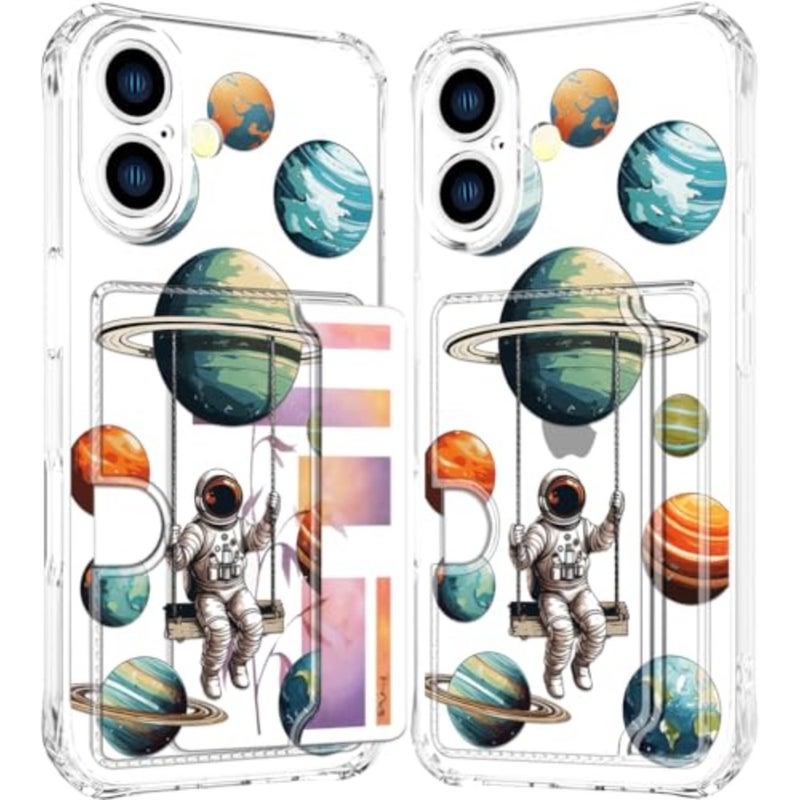 Compatible with Case Card Holder for Women Cute Design, Wallet Phone Cases Transparent Cool Kawaii Protective - Image 1