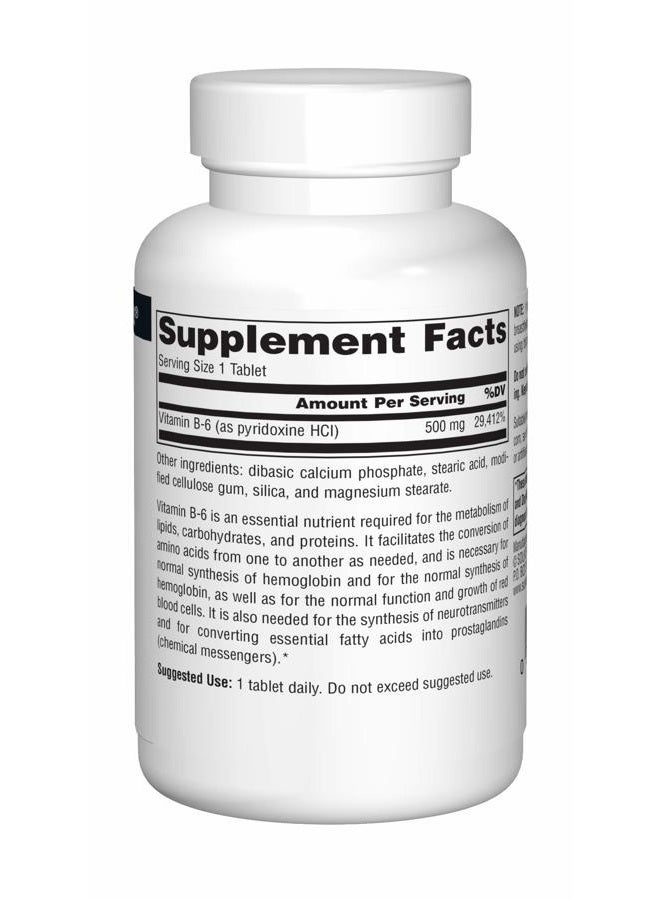 Source Naturals Vitamin B-6, 500 mg Immune System Support - 50 Tablets - Image 3