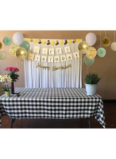 Mordely Happy Birthday White Gold Birthday Party Decoration Set Birthday Garland Balloons Green Gold Balloons 6 Pompoms Birthday Decoration Girls  - Image 4