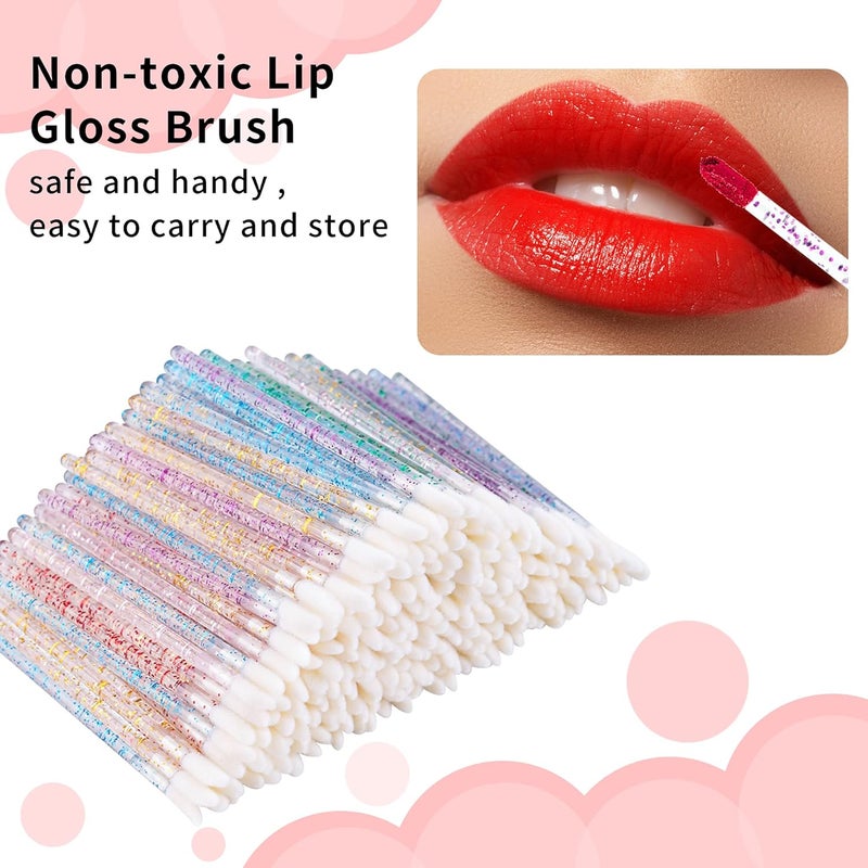 Mooerca 300PCS Glitter Crystal Lip Brush, Disposable Crystal Lip Brushes Tool Kits Lip Gloss Applicators Make Up Brush Lipstick Gloss Wands Makeup Applicators Brushes Applicator tool Makeup Beauty Tool Kits1 - Image 2