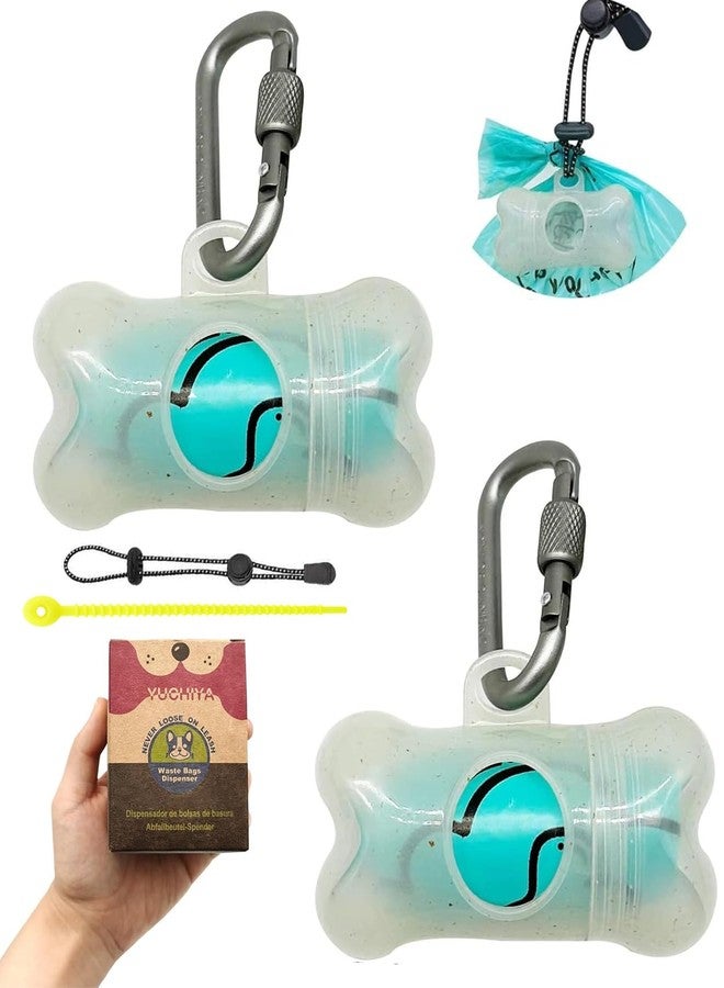 YUCHIYA Dog Poop Pickup Bags Holder Dispenser with Standard-Sized Leak-Proof Scented Doggy Waste Bags and Carabiner with Safety Lock&Fastener Never Loose on Leash Lead Again (2 Holders 30 Bags, Clear) - Image 1