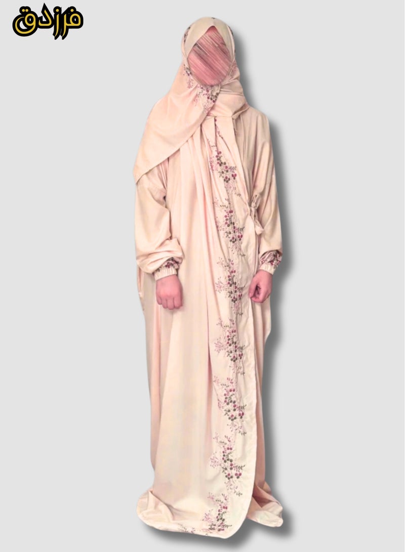 فرزدق شرشف صلاة نسائي خربزي واسع و مريح خامة باردة ممتازة ( مرد) - Image 1
