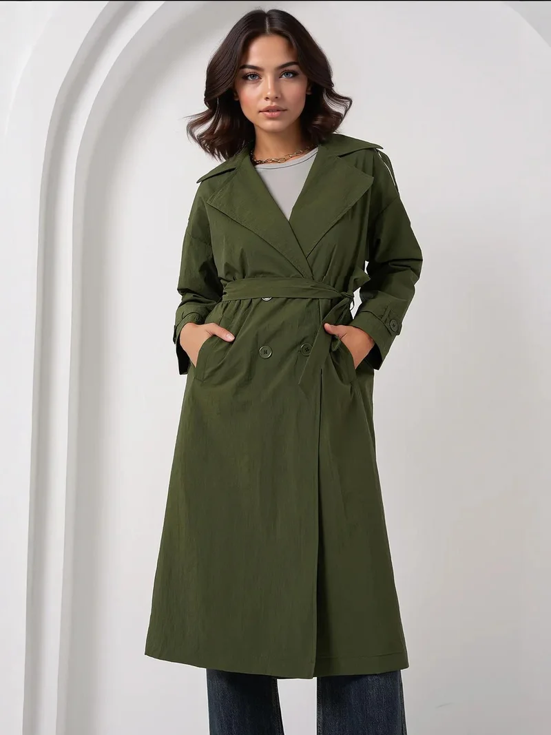 بيغ دارت معطف ترنش طويل بصفين من الأزرار من