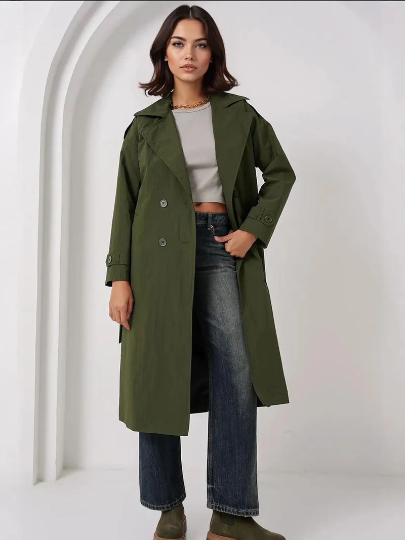 بيغ دارت معطف ترنش طويل بصفين من الأزرار من