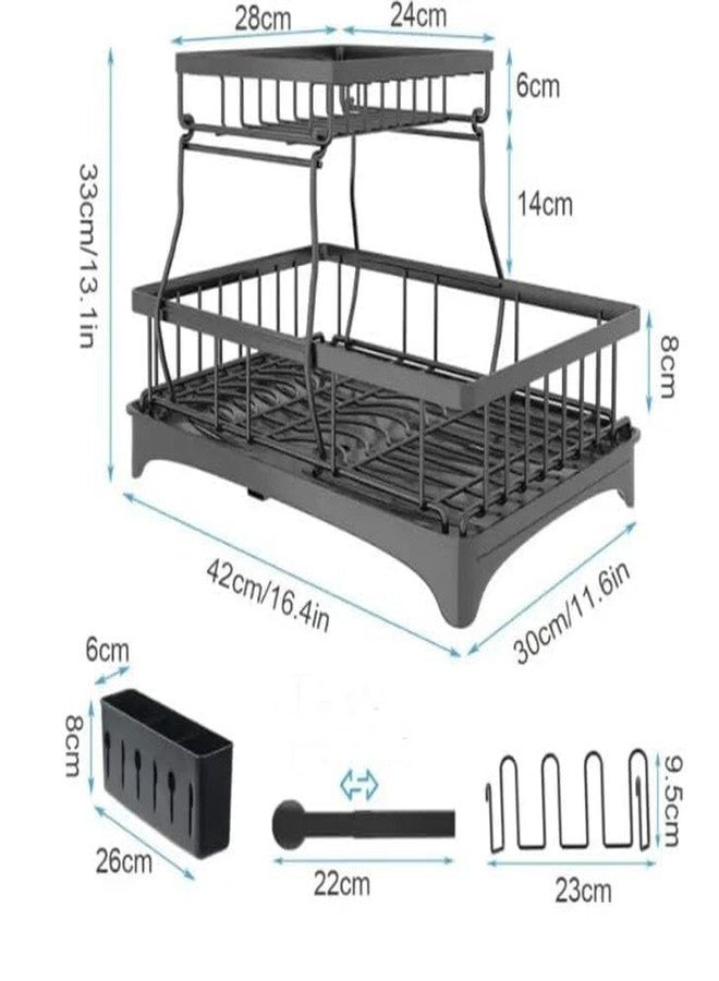 CBEX Dish Drying Rack，Durable, Rust-Proof Large 2 Tier Dish Racks for Kitchen Counter, Stainless Steel Kitchen Dish Drying Stand,Detachable Capacity Dish Drainer Organizer with Cutlery & Cup Holder - Image 2