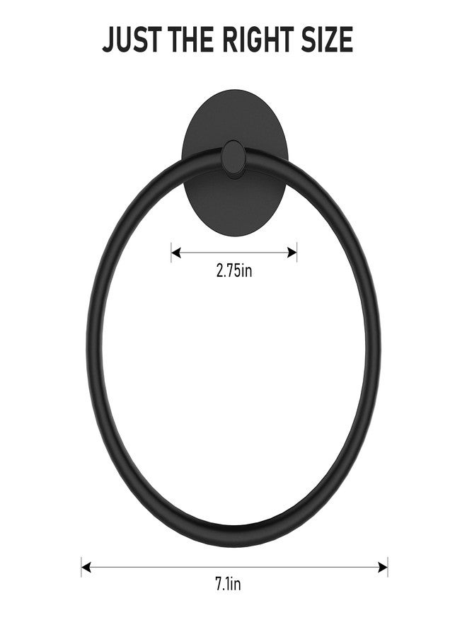 SetSail Towel Holder, Adhesive Hand Towel Holder for Bathroom Wall Stainless Steel Towel Ring Matte Black Towel Hanger Heavy Duty Towel Racks for Bathroom, Kitchen, 2 Pack - Image 2