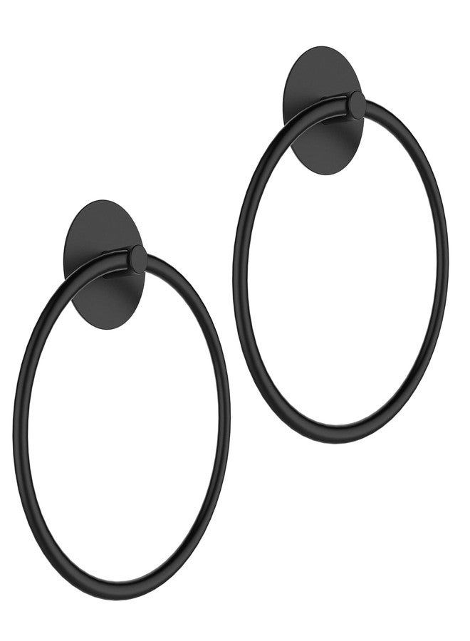 SetSail Towel Holder, Adhesive Hand Towel Holder for Bathroom Wall Stainless Steel Towel Ring Matte Black Towel Hanger Heavy Duty Towel Racks for Bathroom, Kitchen, 2 Pack - Image 1