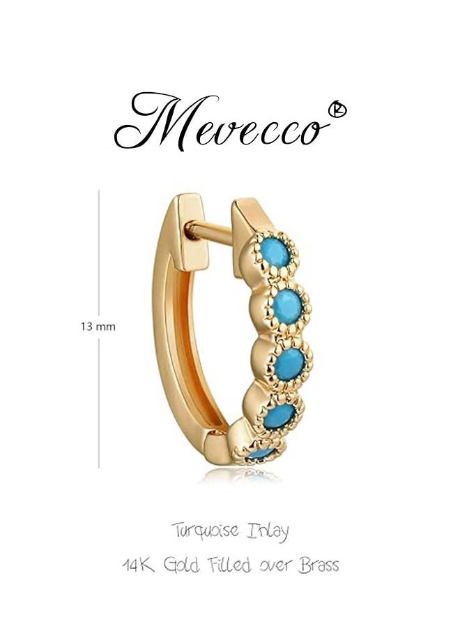 Mevecco Women Huggie Hoop Earrings Gold Ear Stud Cuff 14K Gold Filled Small Boho Beach Simple Delicate Handmade Hypoallergenic Jewelry Gift  - Image 4