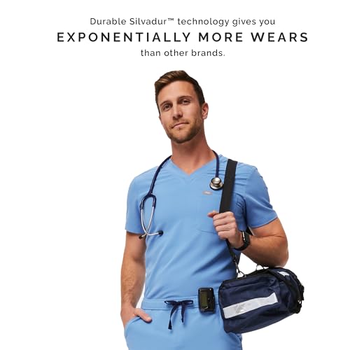 FIGS Leon Three-Pocket Scrub Top for Men - Ceil Blue, L - Image 4