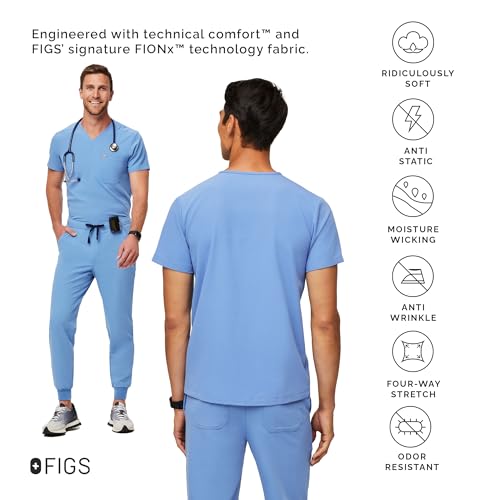 FIGS Leon Three-Pocket Scrub Top for Men - Ceil Blue, L - Image 3